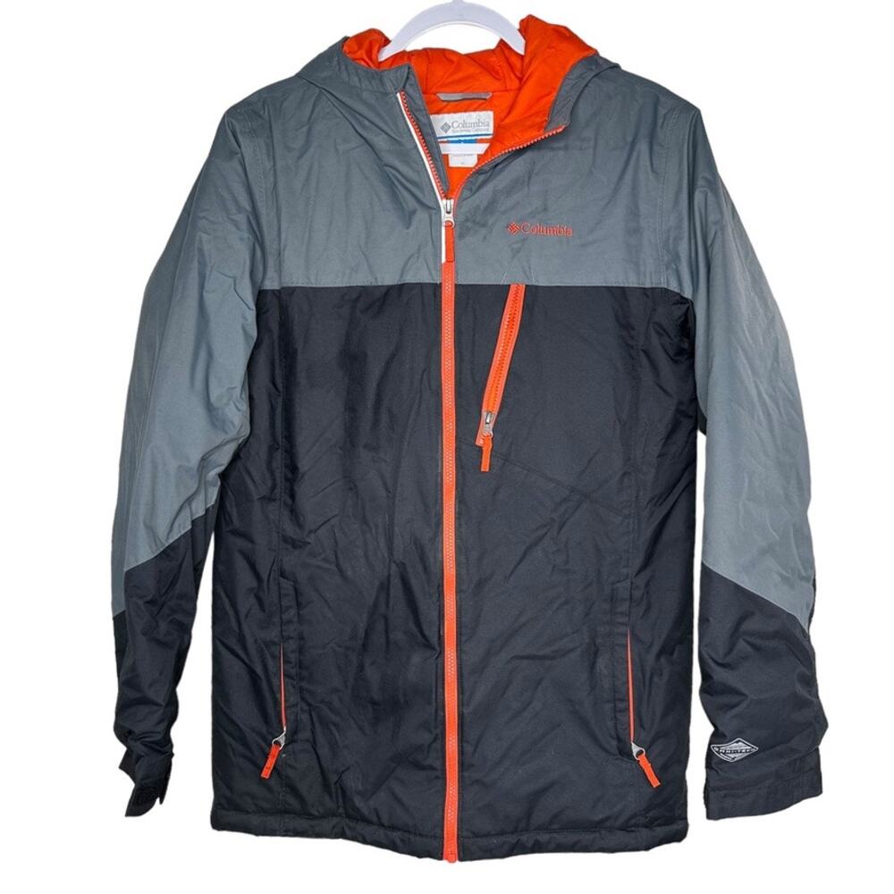 Columbia Kids Black Gray and Orange Hooded Omni-Tech Winter Jacket Size XL
